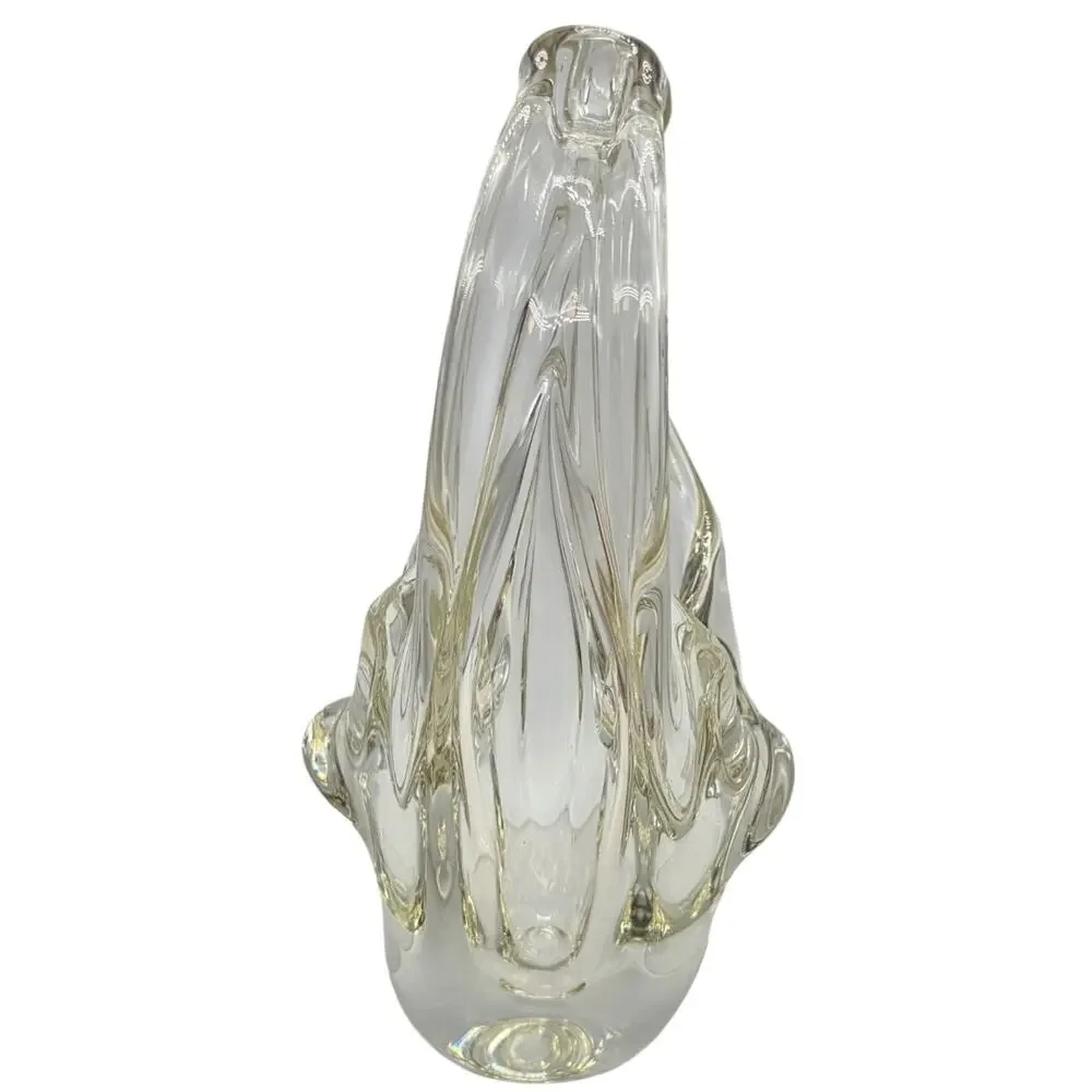 ITALIAN MURANO MCM ART GLASS BASKET ABSTRACT WITH POLISHED PONTIL 8